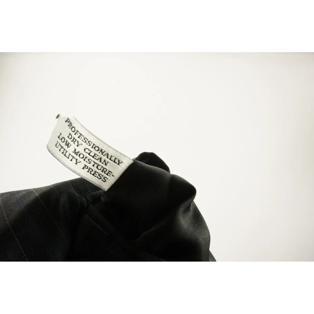Ermenegildo‎ Zegna 15 Microns Men's 44R Charcoal Gray Blue Stripe Lined Blazer